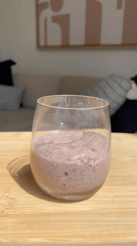 Clear cup with strawberry layer